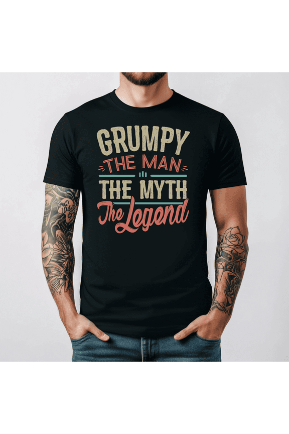 Grandchildren Grumpy Myth Legend Funny Grandpa Family Comfort Tee V16436,for men and women up to 5XL