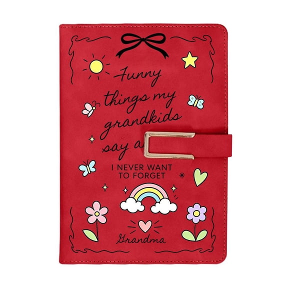 Grandchildren Memory Journal, PU Leather Grandma Keepsake Notebook, Funny Quotes and Stories Diary for Grandparents, Family Gift