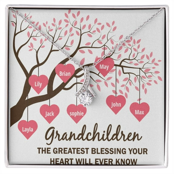 Grandchildren the Greatest Blessing Alluring Ribbon Necklace