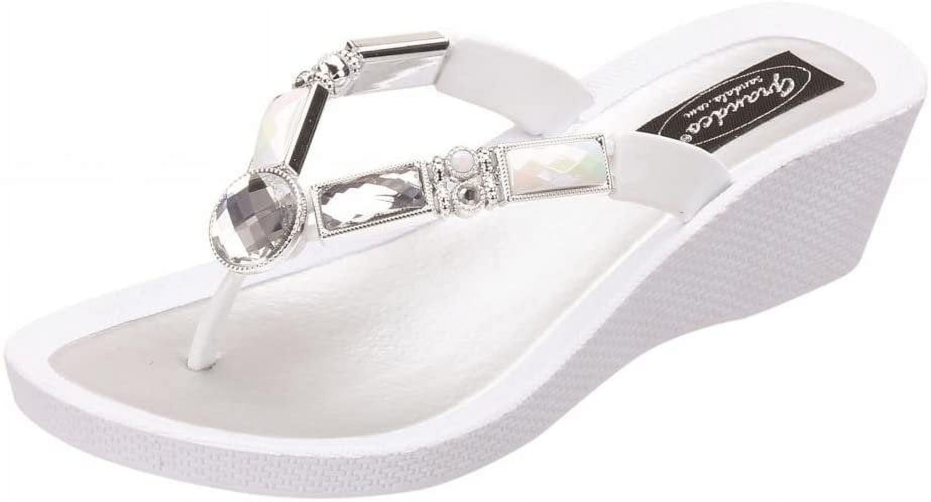 Grandco Women s 26255E Bamboo Wedge Jeweled Waterproof Sole Summer
