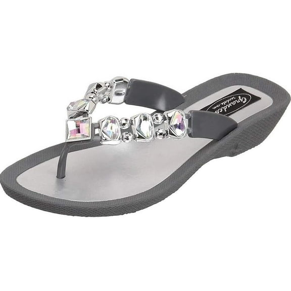 Grandco Women's AB Diamond V-Thong Sandal (9 M US, GREY)