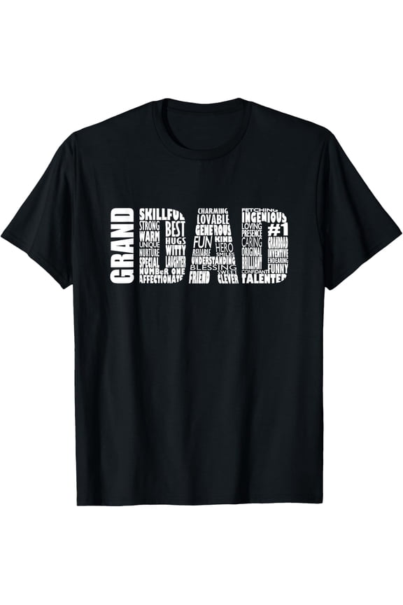 Granddad Grandpa T-Shirt Word Cloud Fathers Day Gift T-Shirt100% cotton short-sleeved shirt for both men and women