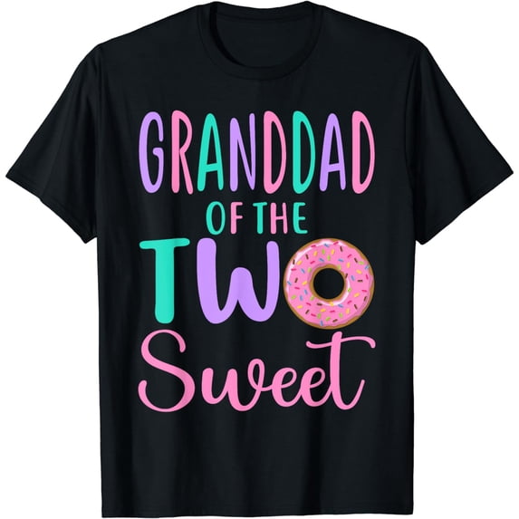 Granddad of the Two Sweet Grandpa 2nd Birthday Girl Donut T-Shirt