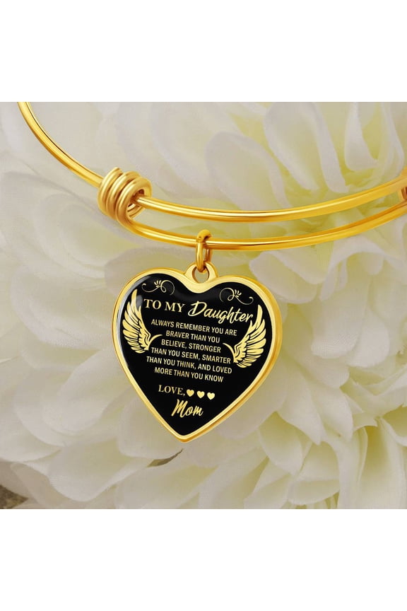 Granddaughter Bangle - Granddaughter Birthday Gift From Nana - Birthday, Graduation, Christmas Present - Heart Bangle Bracelet (Personalized Engraving Option)