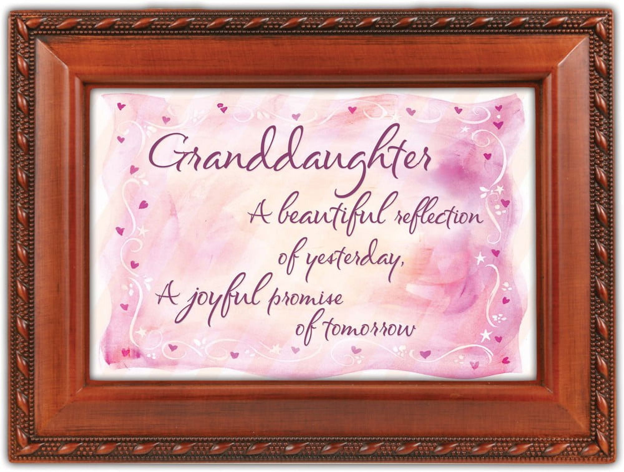 Granddaughter Beautiful Woodgrain Rope Trim Jewelry Music Box Plays You Are My Sunshine