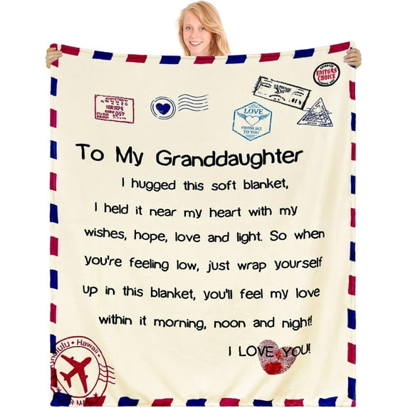 Granddaughter Bed Throw Blankets 130x150cm Granddaughter Gift from Grandma Grandad Granddaughter Blankets And Throws Granddaughter Birthday Gift I Love You Gift (GRANDDAUGHTER-1)