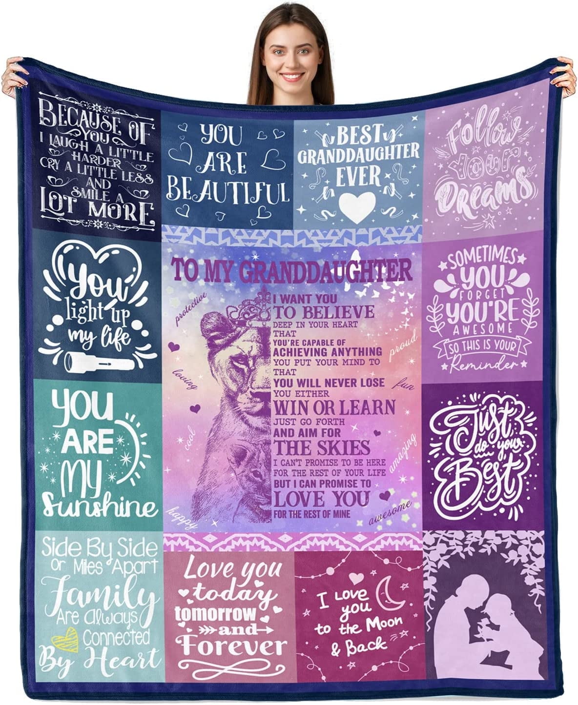 Granddaughter Blanket from Grandma, to My Granddaughter Gifts from Grandma, Granddaughter Gifts for Birthday Graduation Christmas Ultra-Soft Flannel Fleece Throw Blanket 50"x60"