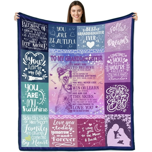 Granddaughter Blanket from Grandma, to My Granddaughter Gifts from Grandma, Granddaughter Gifts for Birthday Graduation Gifts for Granddaughter Ultra-Soft Flannel Fleece Throw Blanket 50"x60"