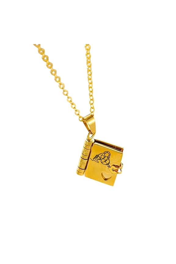 Granddaughter Book Necklace – Personalized engraved titanium steel charm with delicate collarbone chain, perfect gift for birthdays, holidays, and family celebrations
