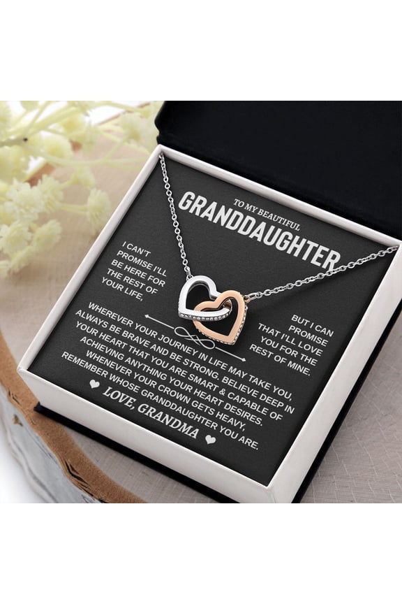 Granddaughter From Grandma, Interlocking Hearts Necklace with Message Card, Multi Interlocking Heart Necklace