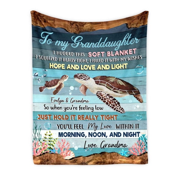 Granddaughter From Grandma Turtle I Hug This Fleece Blanket, 50x60in Fleece Blanket