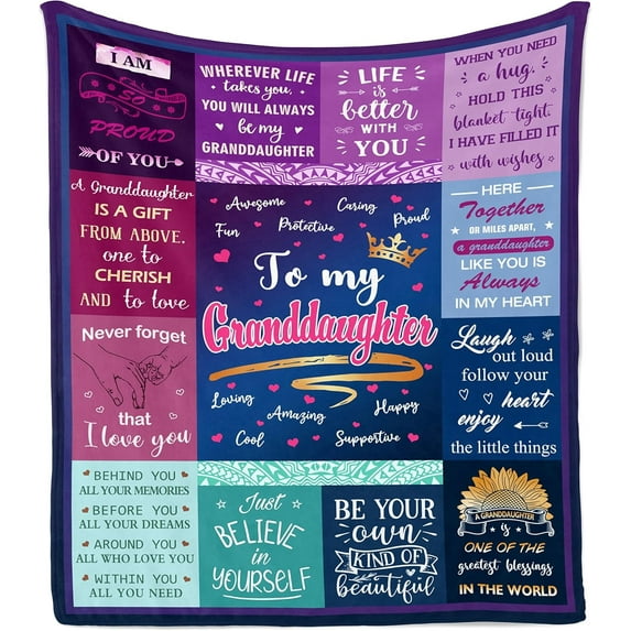 Granddaughter Gifts Blanket 50"x60", Granddaughter Gifts From Grandma, Granddaughter Gifts From Grandparents, Gifts For Granddaughter, Birthday Graduation Gifts For Granddaughter Throw Blankets
