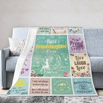 Granddaughter Gifts Blanket, Christmas/Xmas Valentines Day Graduation Birthday Gifts for Granddaughter from Grandma/Grandpa/Grandparents with Heartwarming and Inspiring Messages 50x40