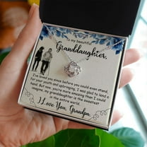 Granddaughter Gifts from Grandfather with Message Card and LED Box, Gift From Grandpa, Gift For Granddaughter, Love Knot Necklace, Gift Box, Message Jewelry, Birthday Gift, Graduation Gift