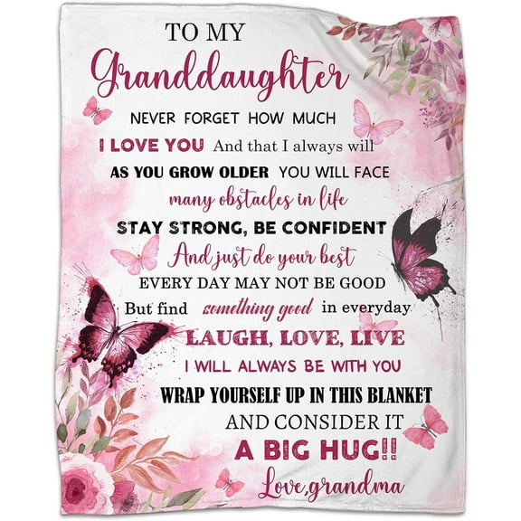 Granddaughter Gifts from Grandma, Granddaughter Blanket 50"x60", Granddaughter Gifts, to My Granddaughter Blanket from Grandma Grandpa, Great Birthday for Granddaughter