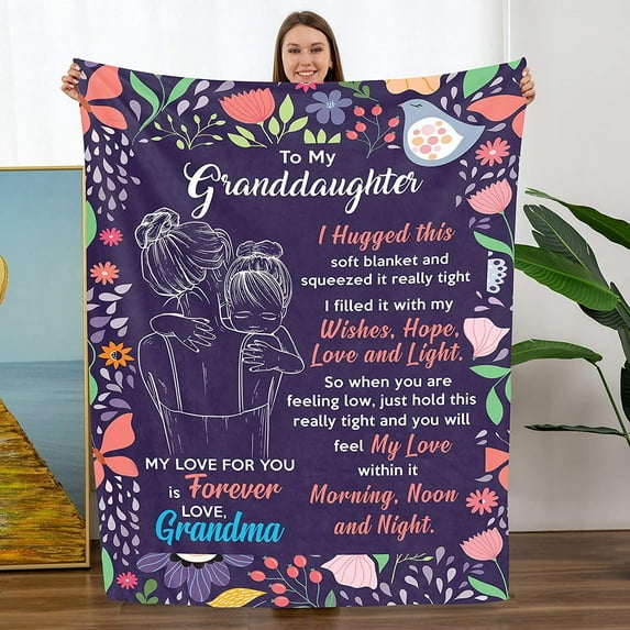 to My Granddaughter Gifts from Grandma, Granddaughter Blanket, Christmas Birthday Gifts for Granddaughter - You are My Sunshine (Granddaughter Blanket, Size:50"x60")