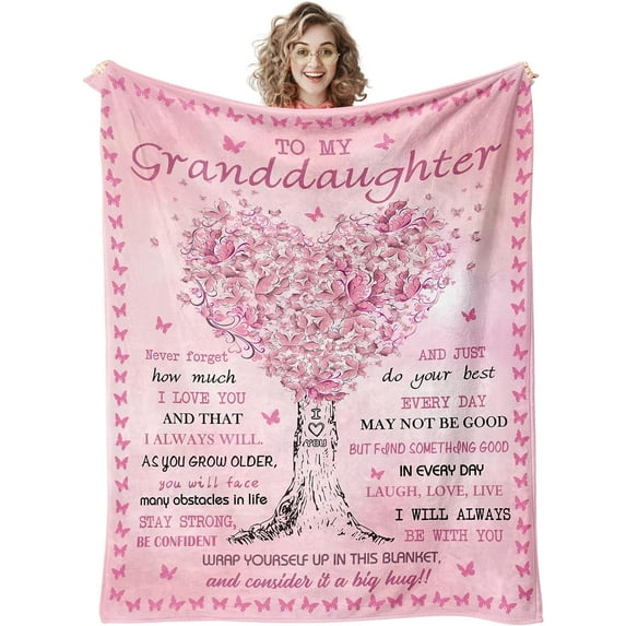 Granddaughter Gifts from Grandma, Granddaughter Gifts Blanket,Birthday Anniversary Graduation Gift for Granddaughter from Grandparents, to My Granddaughter Blanket 50x60