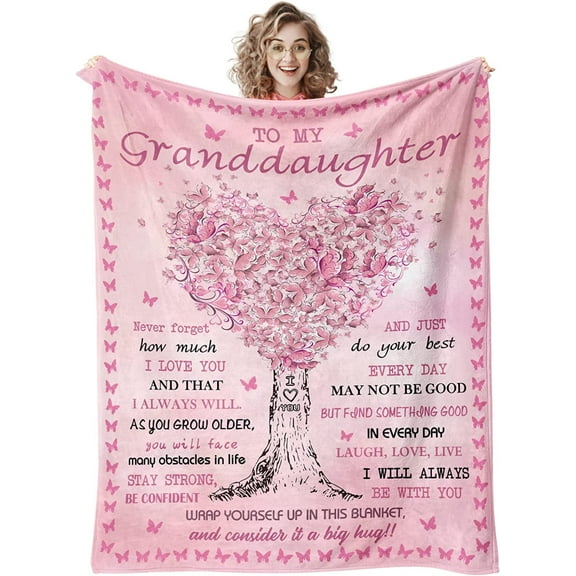 Granddaughter Gifts from Grandma, Granddaughter Gifts Blanket, Gifts for Granddaughter, Birthday Anniversary Graduation Gift for Granddaughter from Grandparents, to My Granddaughter Blanket 50''x60''