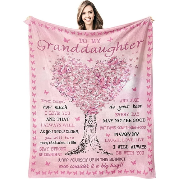 Granddaughter Gifts from Grandma,Granddaughter Gifts Blanket,Gifts for Granddaughter, Birthday Anniversary Graduation Gift for Granddaughter from Grandparents,to My Granddaughter Blanket 50x60