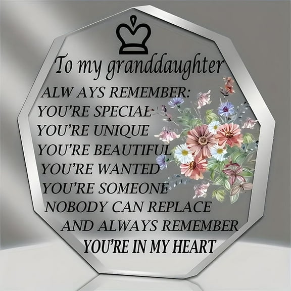 Granddaughter Gifts From Grandma,Granddaughter Gifts,Gifts For Granddaughter,Birthday Gift Ideas for Granddaughter from Grandparents,To My Granddaughter Acrylic Heart Sign Plaque Gift