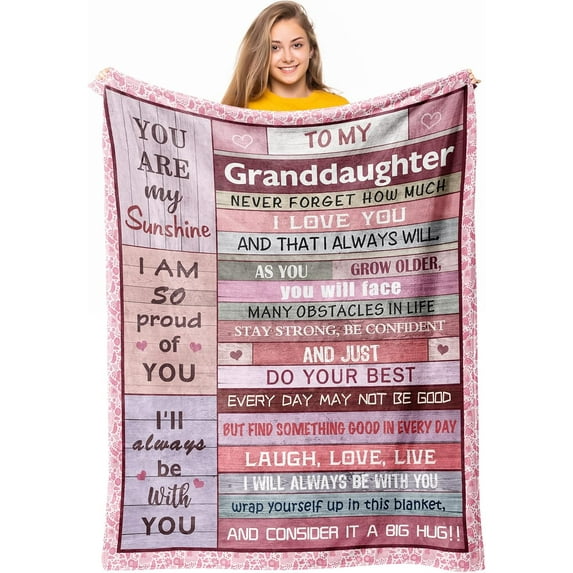 Granddaughter Gifts from Grandma Grandpa, Gifts for Granddaughter, Granddaughter Gift Ideas, to My Granddaughter Christmas Graduation Birthday Valentine‘s Day Gift Throw Blanket 60" x 50"