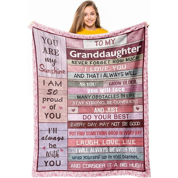 Granddaughter Gifts from Grandma Grandpa, Gifts for Granddaughter, Granddaughter Gift Ideas, to My Granddaughter Christmas Graduation Birthday Valentine’s Day Gift Throw Blanket 60" x 50"