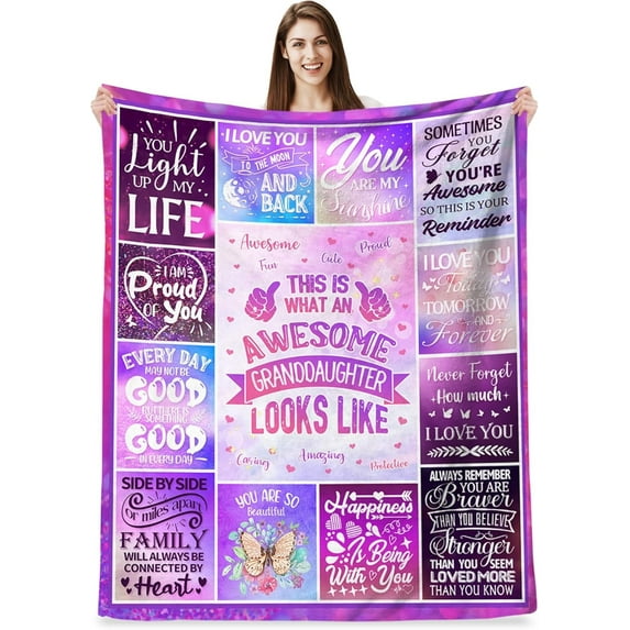 to My Granddaughter Gifts for Mother''s Day Blankets, Granddaughter Gifts Blanket from Grandma/Grandpa, Birthday Graduation Gift Idea for Granddaughter Flannel Throw Blanket 60" x 50"