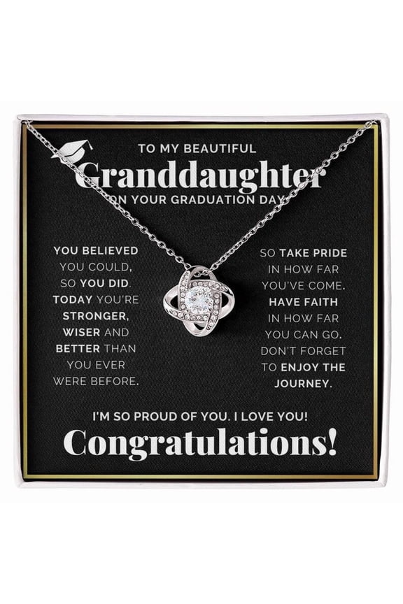 Granddaughter Graduation Jewelry Gift School Senior College Bachelor Masters PhD Doctor Graduation Love Knot Necklace, White Love Knot Necklace