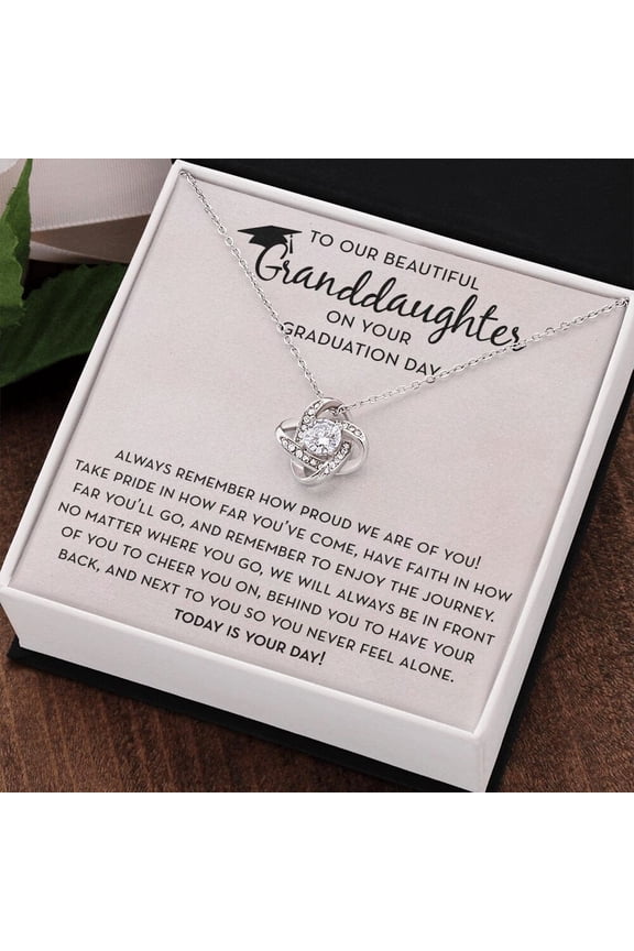 Granddaughter Graduation Necklace From Grandparents, Gold Love Knot Necklace