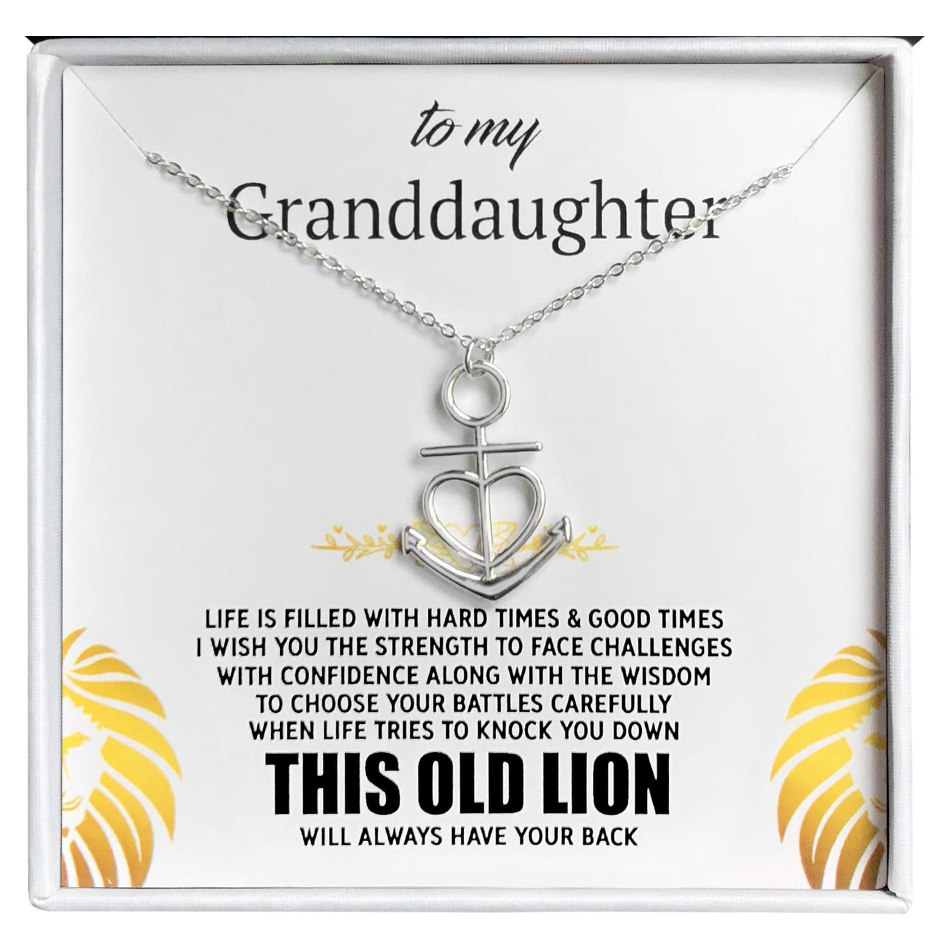 Granddaughter Greeting Card Silver Anchor Heart Necklace Women Ginger Lyne Collection