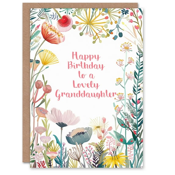 Granddaughter Happy Birthday Card Simple Elegant Wildflower Meadow Plants Flowers For Her Greeting Card