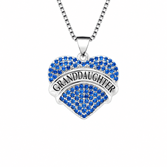 Granddaughter Necklace for Women by Ginger Lyne CZ Heart Pendant White Gold Plated