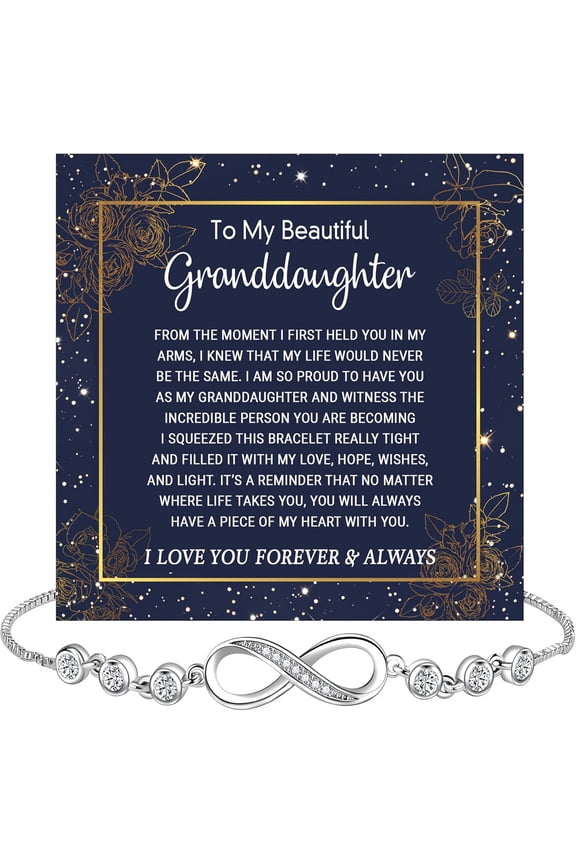 Granddaughter Infinity Heart Bracelet, Granddaughter Bracelet, Jewelry with Message Card and Box Meaning, Graduation Gift, Christmas Birthday Gifts, Bracelets For Her from Grandma Grandpa