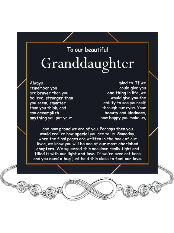 Granddaughter Infinity Heart Bracelet, Granddaughter Bracelet, Jewelry with Message Card and Box Meaning, Graduation Gift, Christmas Birthday Gifts, Bracelets For Her from Grandma Grandpa