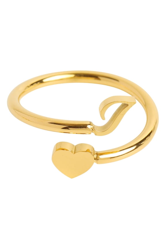 To My Granddaughter Initial Heart Ring for Loved Fashion Jewelry Accessories Rings Jewelry Angled Design Statement Piece end start#s#A thoughtful heartfelt ring crafted with a,One Size,Gold I
