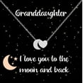 thumbnail image 1 of Granddaughter Jewelry Necklace Gift I Love You To The Moon and Back Pendant Necklace on Message Card, Christmas Presents for Teens, Tweens, Women (Silver Tone), 1 of 2