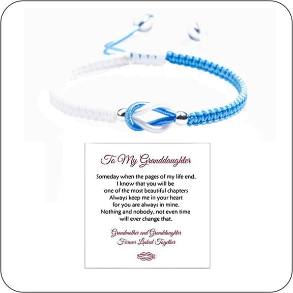 For Granddaughter - A Link That Can Never Be Undone Peach Blossom Knot Bracelet, From Grandma Always Brave And Strong Adjustable Braided inspirational Christmas Gift Jewelry