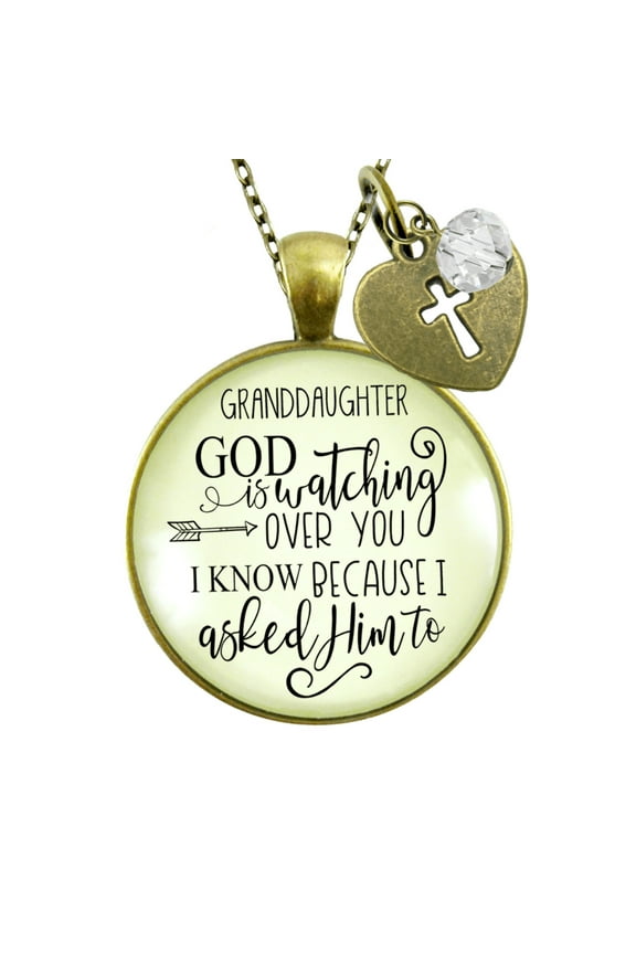 Granddaughter Necklace God Watching Grandparent Gutsy Goodness Adult Female Bronze Metal Jewelry