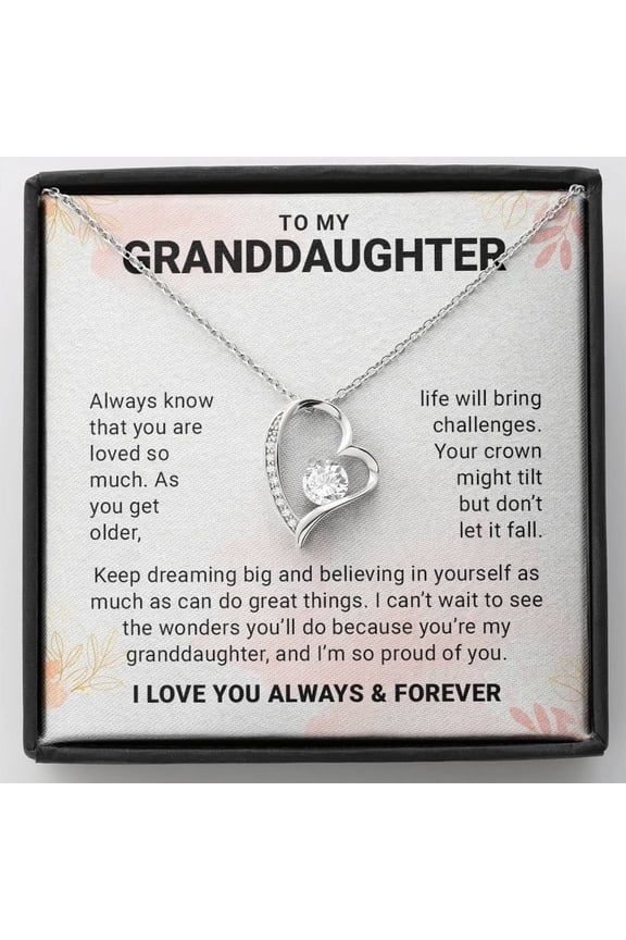 To My Granddaughter Necklace from Grandma or Grandpa - Granddaughter Jewelry Gift for Her, Perfect on Birthday, Christmas & Graduation
