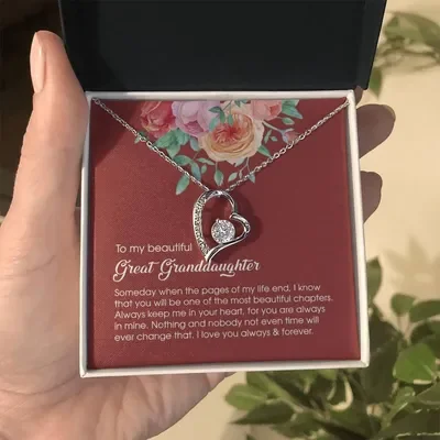 Granddaughter Necklace, Great Granddaughter Necklace Ever Love Necklace, A Loving Keepsake For Daughter, Perfect For Birthdays And Memorable Milestones, White Forever Love Necklace