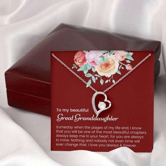 Granddaughter Necklace, Great Granddaughter Necklace Gift, Great Granddaughter Christmas Necklace Meaningful Jewelry with Inspirational Message Card Luxury Box