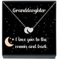 thumbnail image 1 of Granddaughter Pendant Necklace Jewelry Gifts I Love You to The Moon and Back Heart & Moon Pendant Necklace for Christmas, Stocking Stuffer Presents for Teens, Women(Silver), 1 of 7