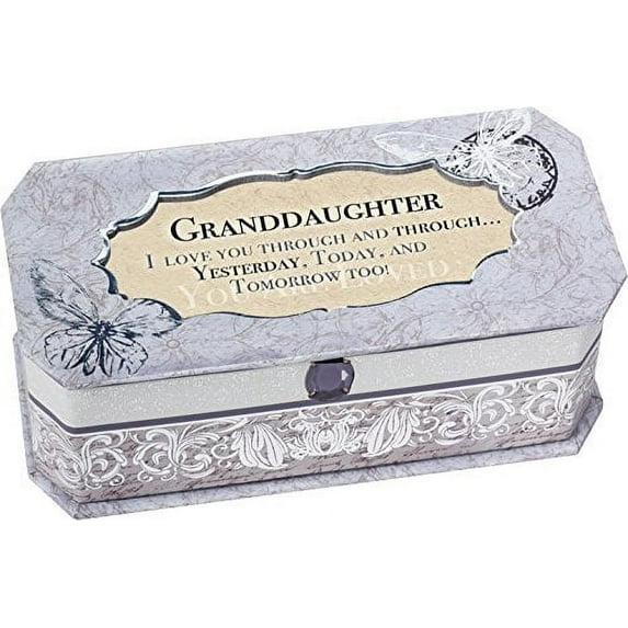 Granddaughter Petite Periwinkle Belle Papier Jewelry Music Box - Plays Song You are my Sunshine
