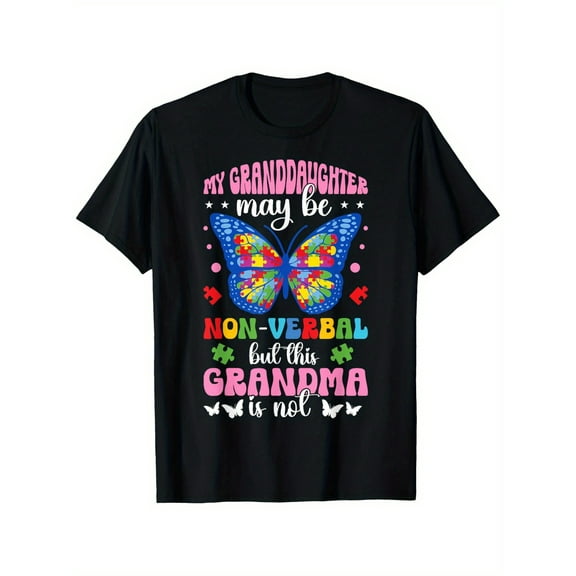My Granddaughter Proud Autism Grandma Autism Warrior Grandma T-Shirt, Proud T-Shirt, Honor Souvenir Tee, Family Member Shirt with Short Sleeves, The Best Gift for Your Family,