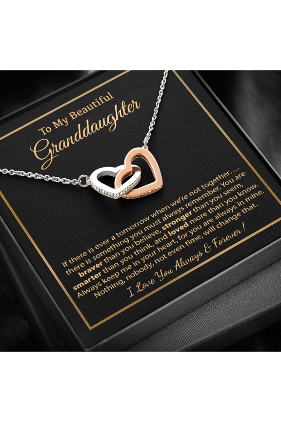 To My Granddaughter Special Birthday Charming Necklace, A Meaningful Necklace Perfect For Anniversaries Birthdays Valentine V2926, Multi Interlocking Heart Necklace