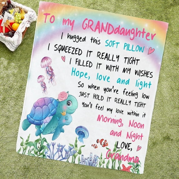 to My Granddaughter TurtleThrow Blanket Granddaughter Gifts from Grandma Birthday Gifts for Granddaughter Lightweight Flannel Warm Soft Blanket Gift for Girl Women for Home Sofa 50"x60"for Teen