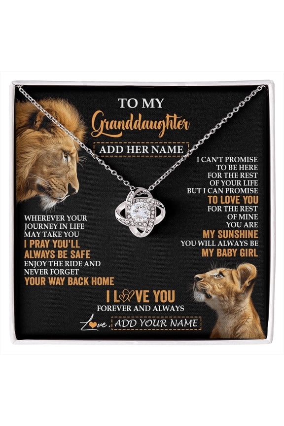 Granddaughter Wherever Life Takes You Necklace, White Love Knot Necklace