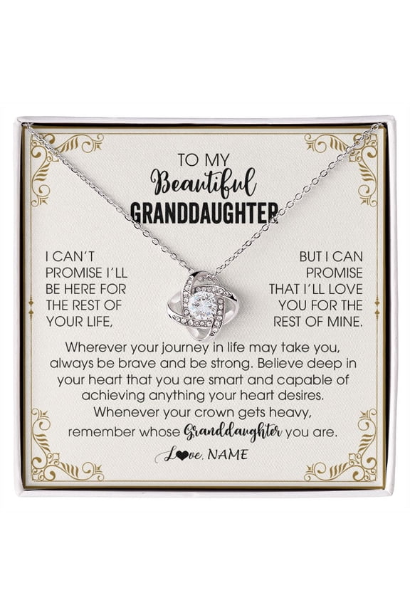 Granddaughter Wherever Life Takes You Necklace, White Love Knot Necklace