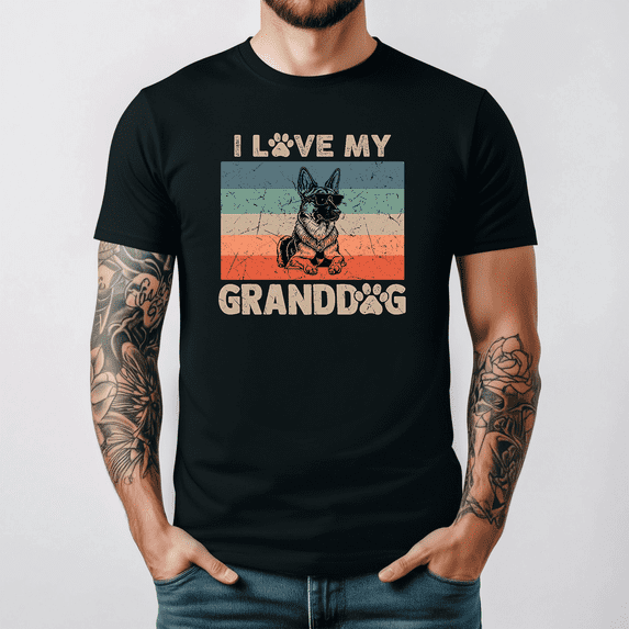 Granddog German Shepherd Cute Dog Paw Family Art Apparel V16353,for men and women up to 5XL
