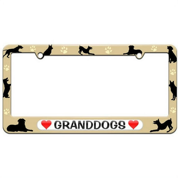Granddogs Love with Hearts License Plate Tag Frame, Multiple Colors